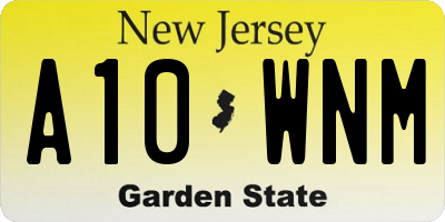 NJ license plate A10WNM