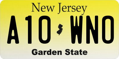 NJ license plate A10WNO