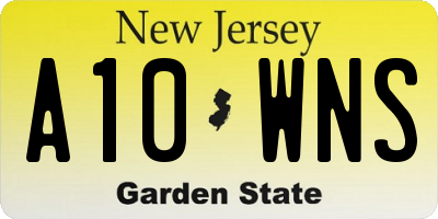 NJ license plate A10WNS