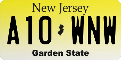 NJ license plate A10WNW