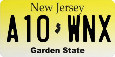 NJ license plate A10WNX