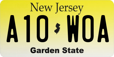 NJ license plate A10WOA