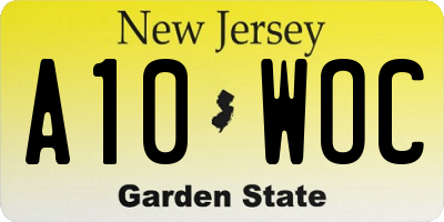 NJ license plate A10WOC