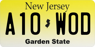 NJ license plate A10WOD