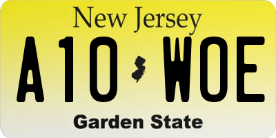NJ license plate A10WOE