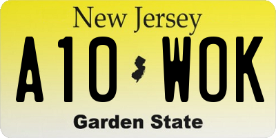 NJ license plate A10WOK