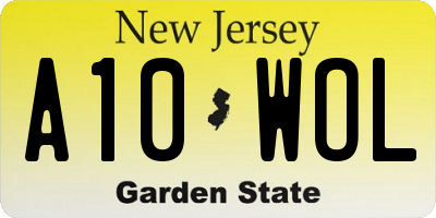 NJ license plate A10WOL