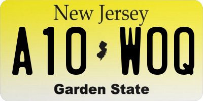 NJ license plate A10WOQ