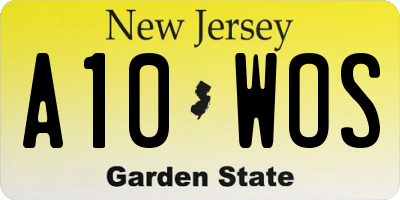 NJ license plate A10WOS