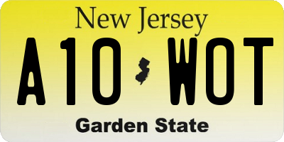 NJ license plate A10WOT