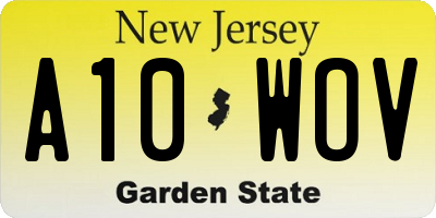 NJ license plate A10WOV