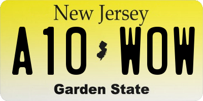 NJ license plate A10WOW