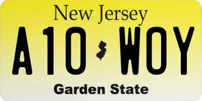 NJ license plate A10WOY