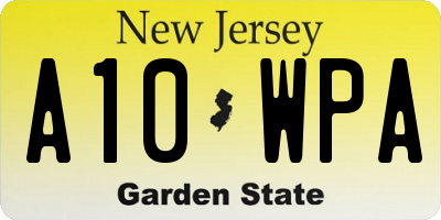 NJ license plate A10WPA