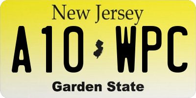 NJ license plate A10WPC