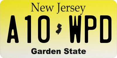 NJ license plate A10WPD