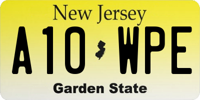 NJ license plate A10WPE