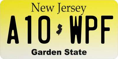 NJ license plate A10WPF