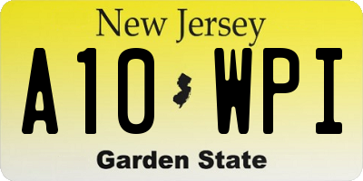 NJ license plate A10WPI