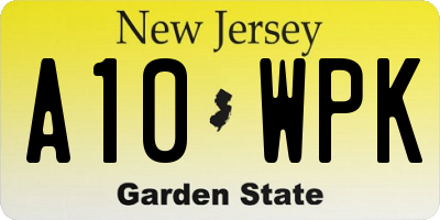 NJ license plate A10WPK