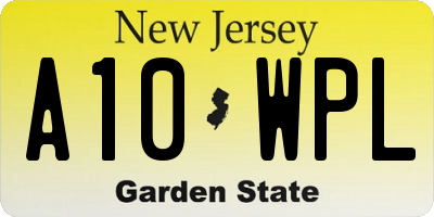 NJ license plate A10WPL