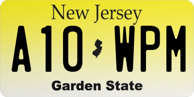 NJ license plate A10WPM