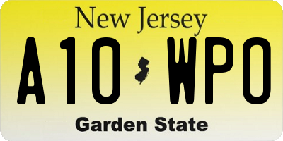 NJ license plate A10WPO