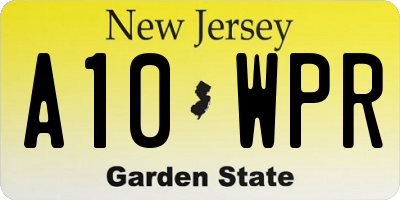 NJ license plate A10WPR