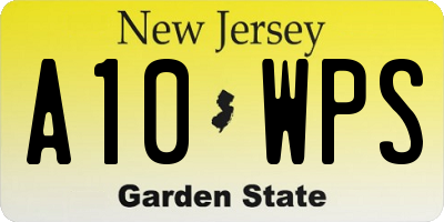 NJ license plate A10WPS