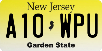 NJ license plate A10WPU