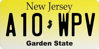 NJ license plate A10WPV