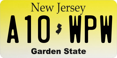 NJ license plate A10WPW