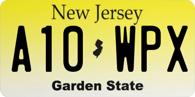 NJ license plate A10WPX