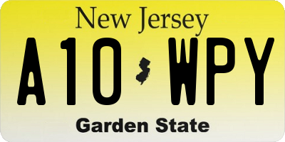 NJ license plate A10WPY
