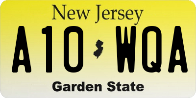 NJ license plate A10WQA
