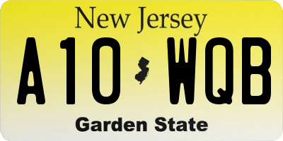 NJ license plate A10WQB