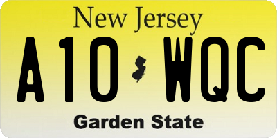 NJ license plate A10WQC