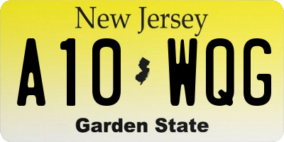 NJ license plate A10WQG