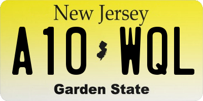 NJ license plate A10WQL