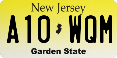 NJ license plate A10WQM