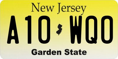 NJ license plate A10WQO