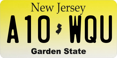 NJ license plate A10WQU