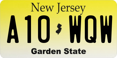 NJ license plate A10WQW