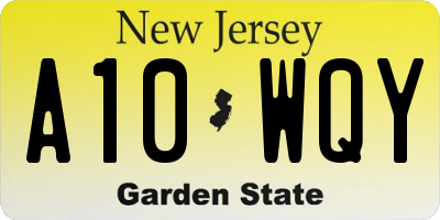 NJ license plate A10WQY