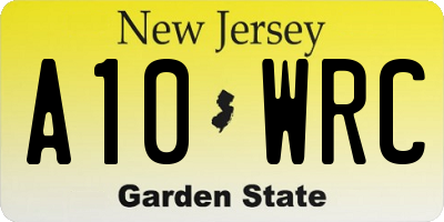 NJ license plate A10WRC