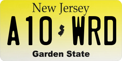 NJ license plate A10WRD