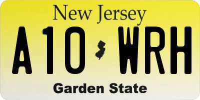 NJ license plate A10WRH