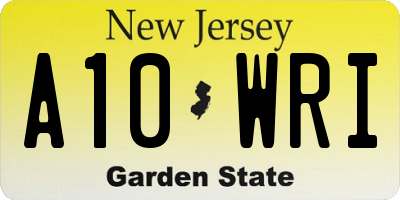 NJ license plate A10WRI