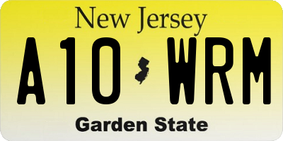 NJ license plate A10WRM