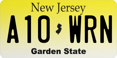 NJ license plate A10WRN